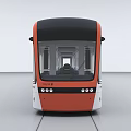 Modern Tram With Orange Black White Exterior Design And Large Windows 3d model
