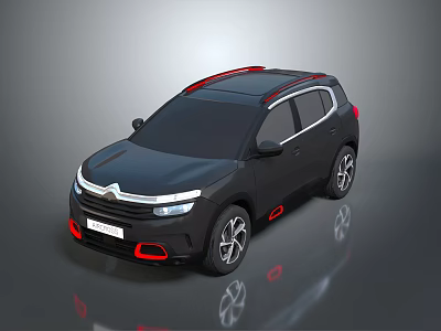Black Modern SUV With Red Accents Roof Rails And Alloy Wheels Design 3d model