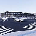 Municipal Road Traffic Scene With Vehicles At Intersection Zebra Crossings And Buildings