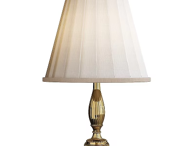Elegant Table Lamp With White Pleated Lampshade And Golden Decorative Base 3d model