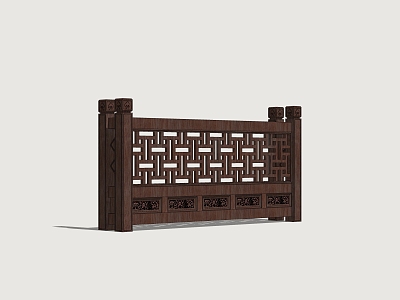 Wooden Railing Commercial Railing Handrail Wooden Fence 3d model