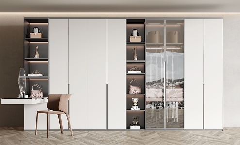 Wardrobe Flat Door Wardrobe Decorative Cabinet Locker 3d model