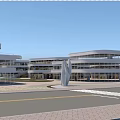Bustling Modern Commercial Street with Brand Stores Palm Trees Pedestrians and Vehicles