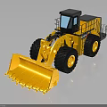 Yellow Heavy Duty Construction Loader With Large Black Tires Front Bucket And Operator Cab 3d model
