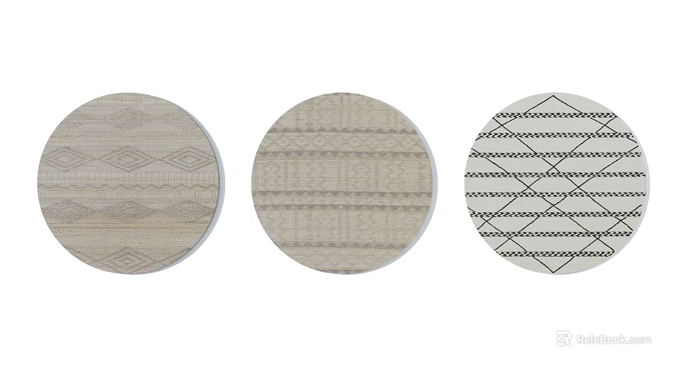Stylish Round Rugs with Various Geometric Patterns for Home Decoration 3d model 