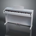 White Digital Piano With Modern Design Wooden Body Black Keys And Pedals