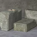 Minimalist Stone Coffee Tables With Irregular Shape And Rough Gray Texture 3d model