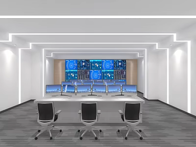 modern monitoring room monitoring center 3d model