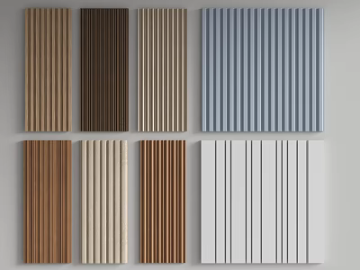 Different Styles of Wall Paneling with Various Colors and Wood Grain Textures 3d model