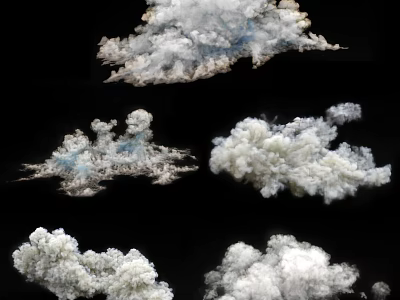 Various Cloud Shapes White And Blue Clouds On Black Background Different Textures And Forms 3d model