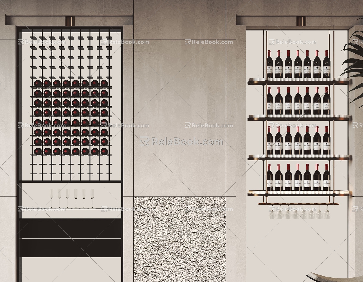 Modern Full Wall Wine Cabinet Wine Rack 3d model