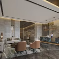 Luxurious Modern Hotel Lobby Interior Design With Comfortable Sofa And Marble Reception Desk