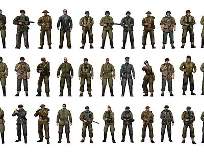 Modern Game Characters World War II Soldier Game Characters 3d model
