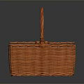 Practical Orange Woven Wicker Picnic Basket With Sturdy Handle For Daily Household Use