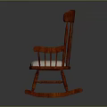Wooden Rocking Chair With Upholstered White Seat Armrests And Spindle Back Design