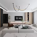 Modern Living Dining Room Interior With Open Layout Comfy Sofa Dining Table And Pendant Lights 3d model