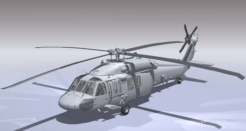 Military Utility Helicopter Featuring Main Rotor Tail Rotor and Fuselage Design 3d model 