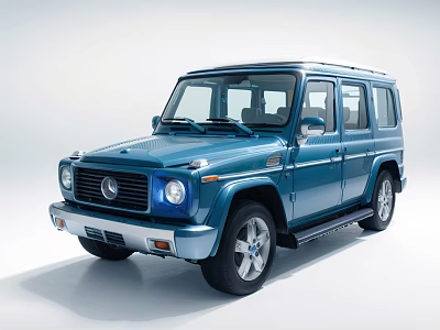 Blue Classic Off Road SUV With Shiny Exterior And Modern Wheel Design 3d model