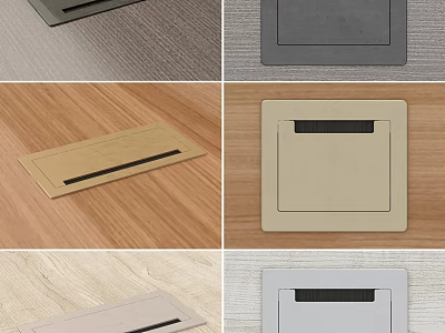 Gray and Beige Switch Panels in Modern Design with Wooden and Light Wall Backgrounds 3d model