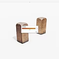 Two Brown Handcrafted Textured Wooden Blocks On White Background 3d model