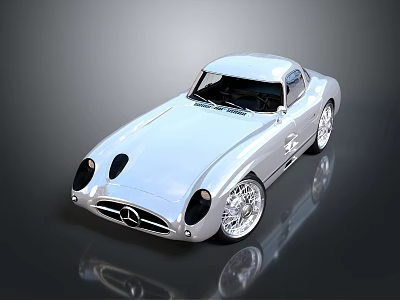 Silver Classic Mercedes Sports Car With Sleek Body And Shiny Alloy Wheels 3d model