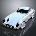 Silver Classic Mercedes Sports Car With Sleek Body And Shiny Alloy Wheels