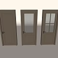 Wooden Hinged Doors With Three Different Designs Including Glass Panels And Solid Panel 3d model