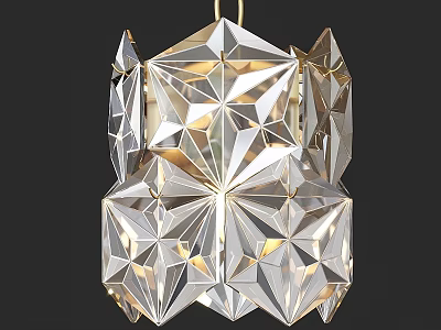 Geometric Crystal Chandelier With Faceted Design And Gold Accents For Modern Spaces 3d model