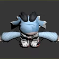 Cute Game Movie Character With Blue Hair Pigtails Transparent Coat Track Pants And Red Sneakers