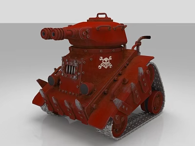 Smart Machine Red Tank Featuring Cannon Tracks And Vintage Mechanical Design 3d model Smart Machine Red Tank Featuring Cannon Tracks And Vintage Mechanical Design 3d model