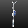 Smart Outdoor Street Light With Blue Display Screen And Two Cameras On Pole