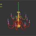 Elegant Golden Chain Hung Chandelier With Multiple Arms And Candle Shaped Lights For Home Decor