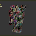 Futuristic Robot Character With Black Red Gray Detailed Mechanical Structure In Standing Pose