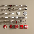 Fire Safety Equipment Collection With Smoke Detectors Heat Detectors Sprinklers And Manual Call Points