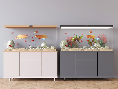 Modern Fish Tank Aquarium Fish Tank Fish Tank Cabinet Aquarium Ornamental Fish Tropical Fish Ornamental Fish Stone rockery 3d model