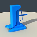 Blue Manual Hydraulic Industrial Equipment Tool With Base And Operating Handle 3d model