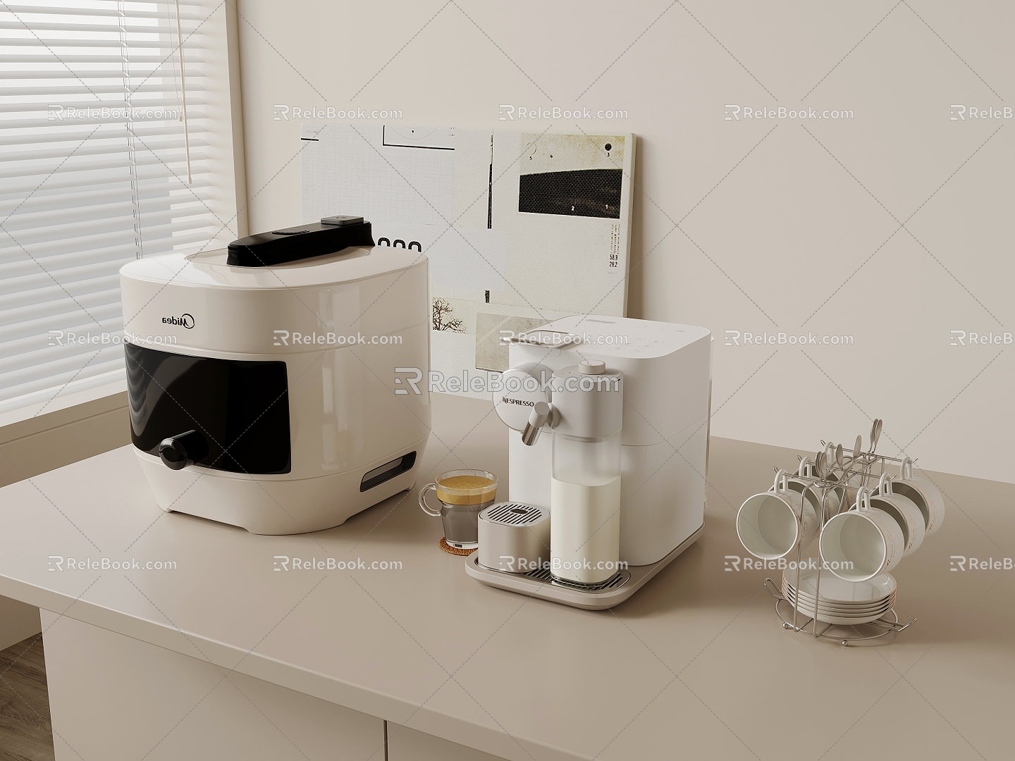 Modern rice cooker coffee machine water cup holder appliances 3d model