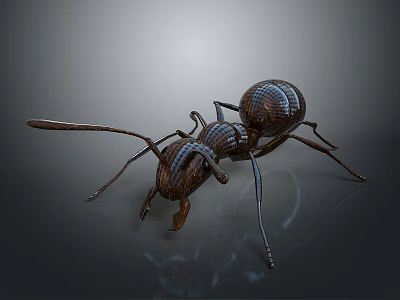 Detailed Black Ant With Long Antennae And Segmented Body On Dark Background 3d model