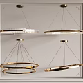 Modern Gold Circular Chandeliers With Transparent Layers For Interior Design 3d model
