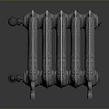 Vintage Cast Iron Radiator With Ornate Design Adjustable Knob Silver Gray Finish And Support Legs