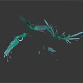 Transparent Feather And Crystal Decorations With Light Reflections On Black Background