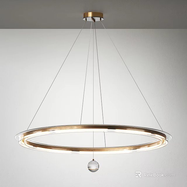Modern Circular Pendant Light with Illuminated Ring Design for Minimalist Interior Decor 3d model
