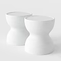 Two White Speckled Side Tables With Modern Rounded Unique Design 3d model
