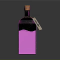 Purple Glass Spirit Bottle With Cork Stopper And Hanging Tag