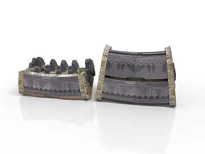 Castle Style Architectural Models With Stone Decorative Patterns And Layered Design 3d model