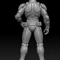 Men In Blue White And Gray Armored Suits Standing Pose Design