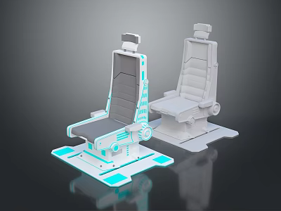 Futuristic Sci Fi Seats With Glowing Blue Accents And Structured Tech Design Bases 3d model