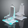 Futuristic Sci Fi Seats With Glowing Blue Accents And Structured Tech Design Bases