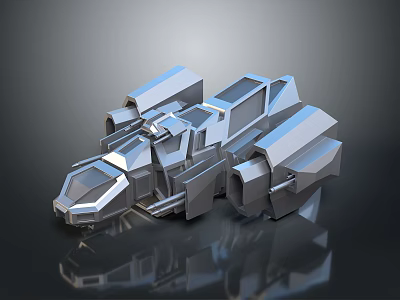 Advanced Futuristic Silver Metallic Spacecraft with Geometric Structure for Cosmic Exploration 3d model