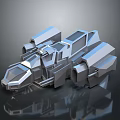 Advanced Futuristic Silver Metallic Spacecraft with Geometric Structure for Cosmic Exploration 3d model